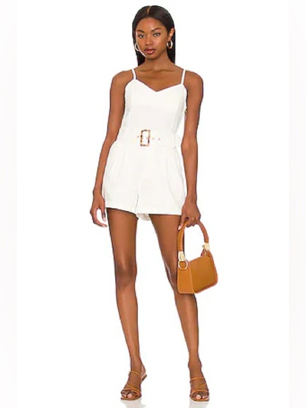 Show Me Your Mumu | Sloane denim white short romper Women’s size M Seasalt belt
